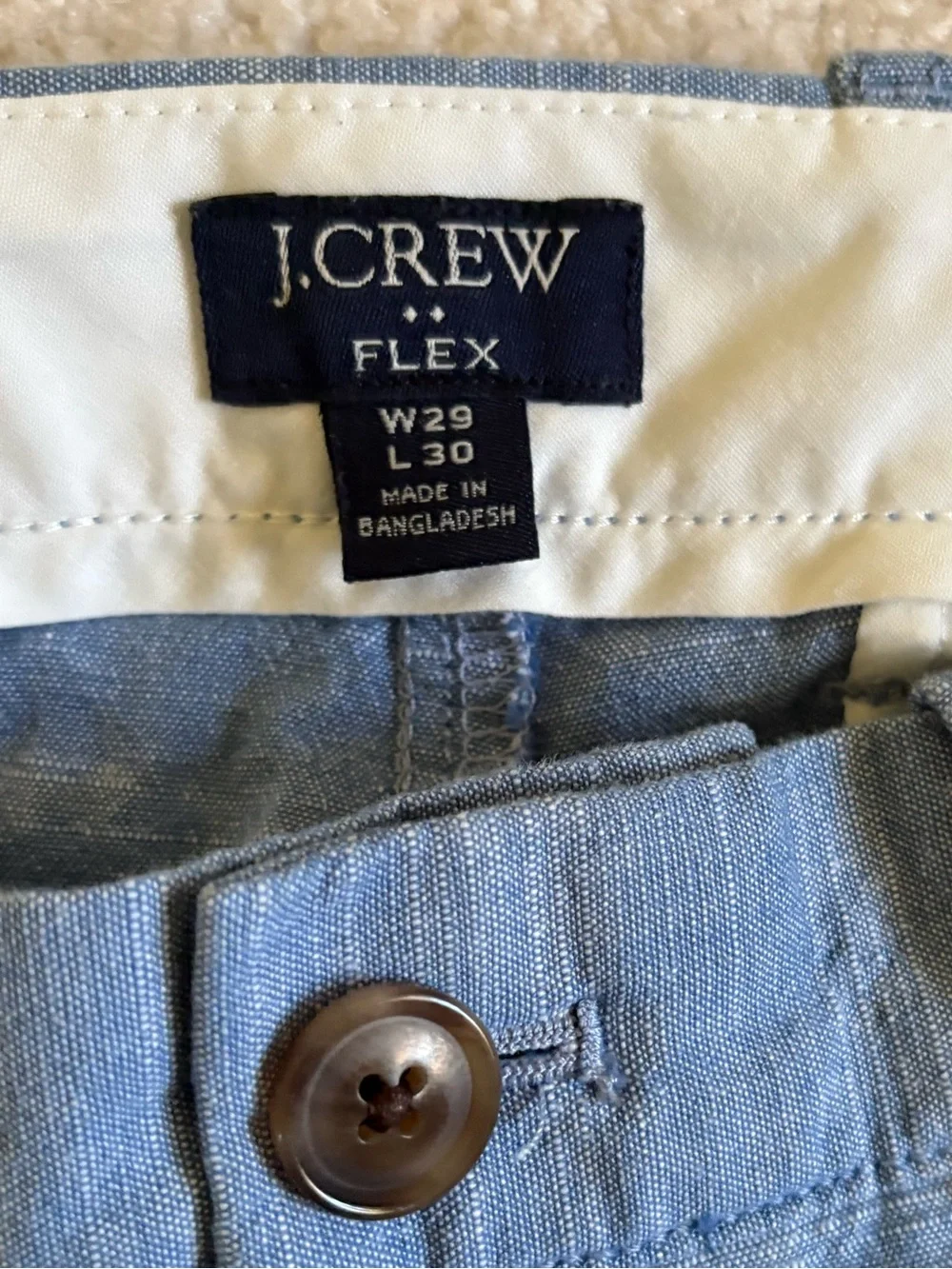 NWOT J. CREW Men’s Chambray Slim-Fit Flex Chino Pant Size 28x30